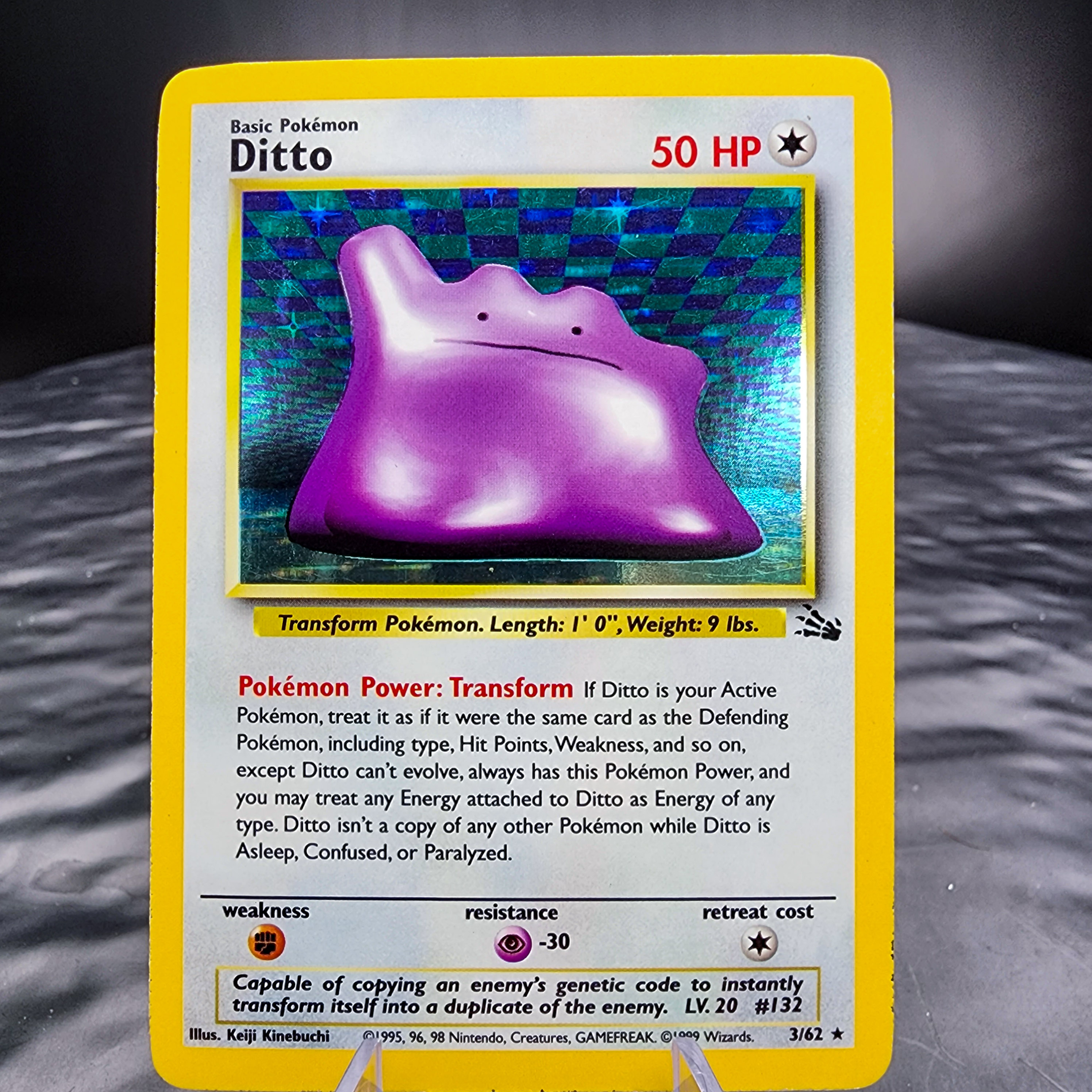 LP Ditto 3/62 Holo Unlimited Fossil Pokemon Card, Rare Collectible Light Play - Picture 1 of 7