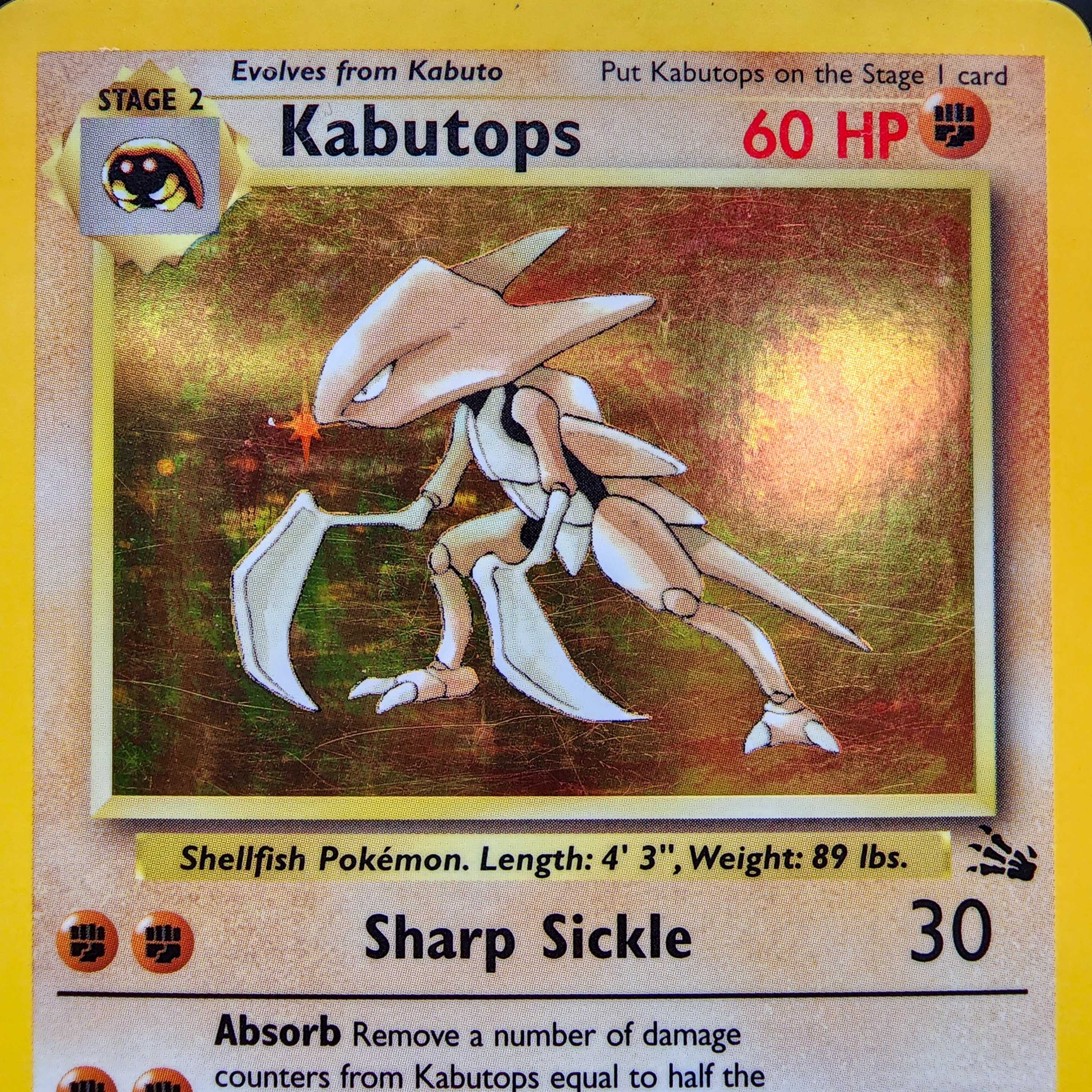 MP Kabutops 9/62 Holo Unlimited Fossil Pokemon Card Rare Collectible - Picture 2 of 7